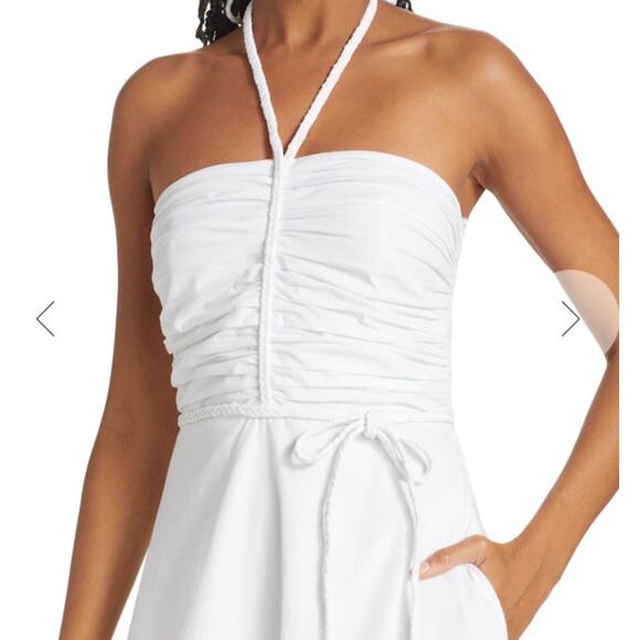 Veronica Beard dress Tucker ruched halter midi white size 14 - Picture 9 of 9